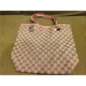 Gucci Beige and Pink Signature Tote
